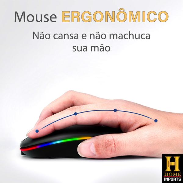 Mouse Recarregável Wireless Sem Fio Com Led Colorido Linha Premium - WEIBO Imagem de Mouse Recarregável Wireless Sem Fio Com Led Colorido Linha Premium