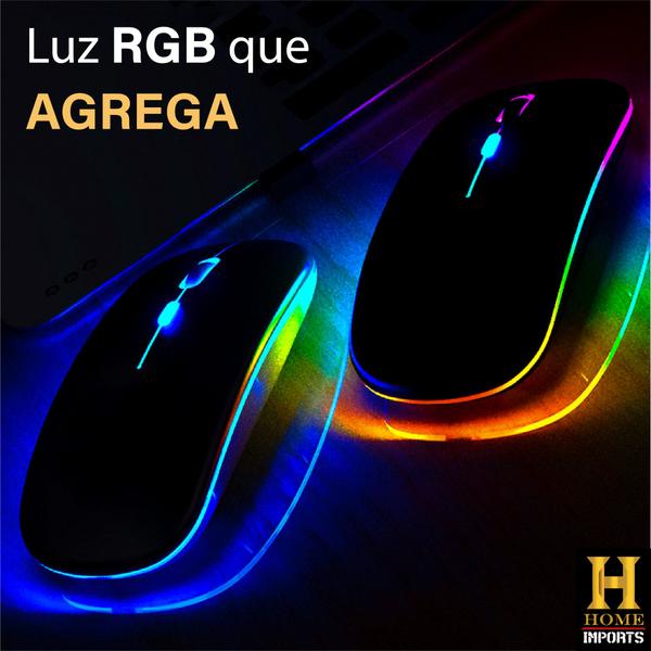 Mouse Recarregável Wireless Sem Fio Com Led Colorido Linha Premium - WEIBO Imagem de Mouse Recarregável Wireless Sem Fio Com Led Colorido Linha Premium