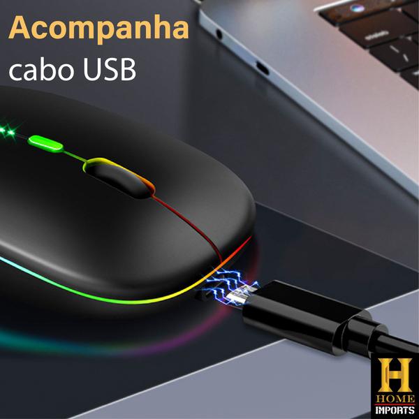 Mouse Recarregável Wireless Sem Fio Com Led Colorido Linha Premium - WEIBO Imagem de Mouse Recarregável Wireless Sem Fio Com Led Colorido Linha Premium