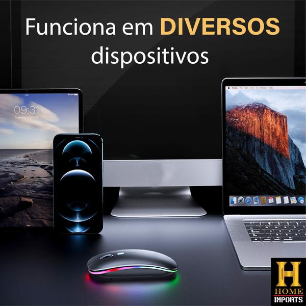 Mouse Recarregável Wireless Sem Fio Com Led Colorido Linha Premium - WEIBO Imagem de Mouse Recarregável Wireless Sem Fio Com Led Colorido Linha Premium