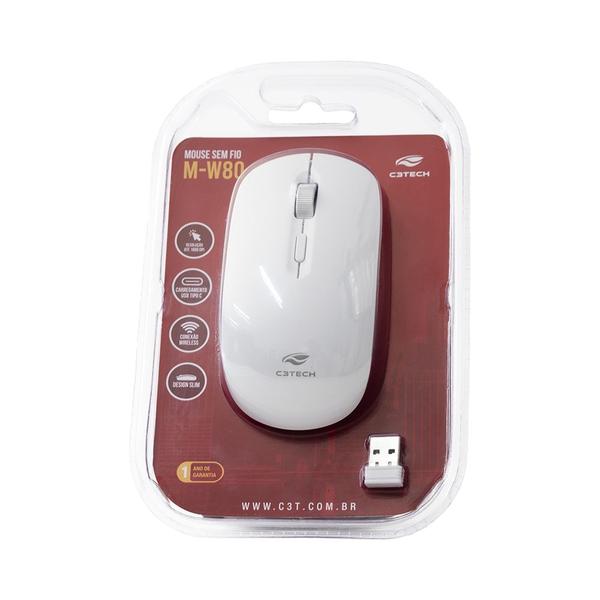 Imagem de Mouse s/fio recarregavel m-w80wh branco - c3tech