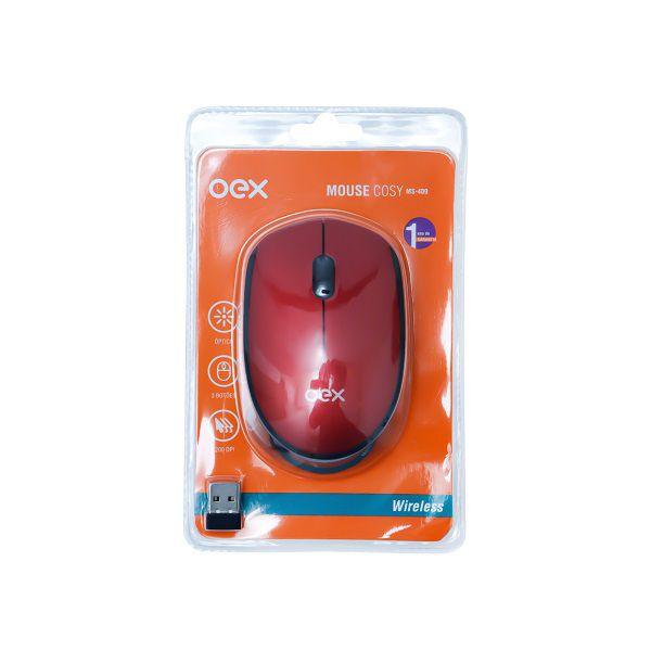 Imagem de Mouse sem Fio 1200 DPI COSY OEX MS409 Vermelho e Preto