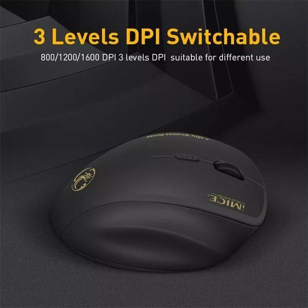 Imagem de Mouse Sem Fio 1600 DPI 2,4 GHz 6 Botões USB Ergonômico Gamer