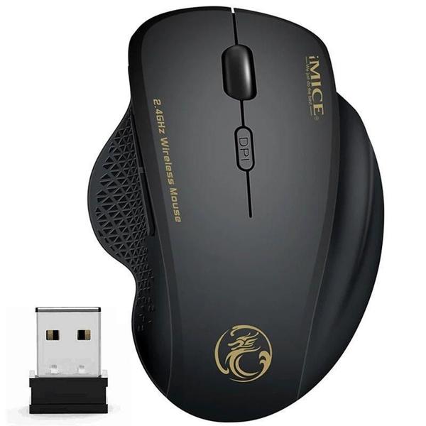 Imagem de Mouse Sem Fio 1600 DPI 2,4 GHz 6 Botões USB Ergonômico Gamer