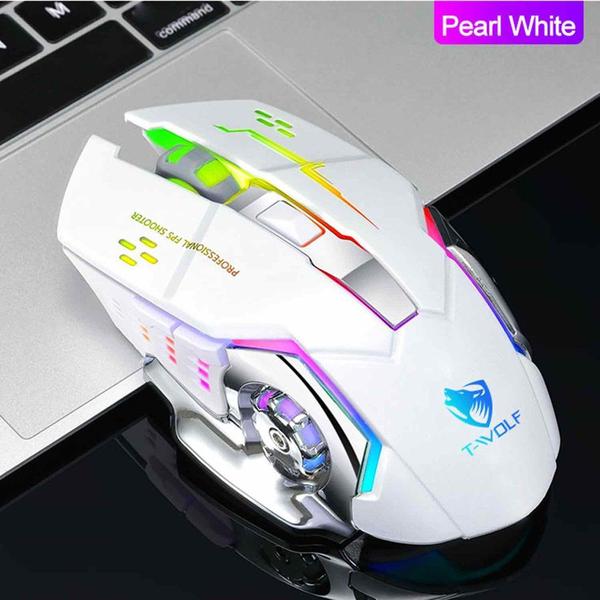 Imagem de Mouse sem fio 2.4G USB PC Recoil Recarregável Branco