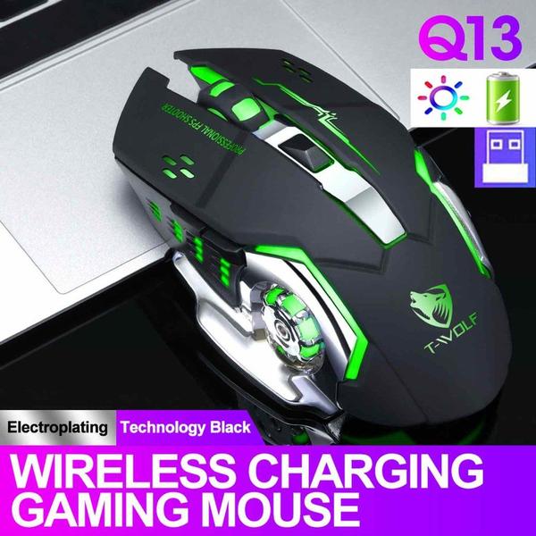 Imagem de Mouse sem fio 2.4G USB PC Recoil Recarregável Silent Black