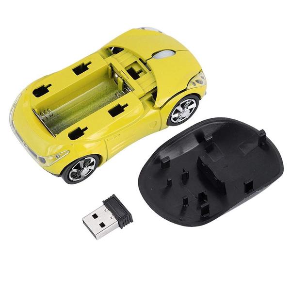 Imagem de Mouse sem fio ASHATA Car Shape 1600DPI para PC e laptop amarelo