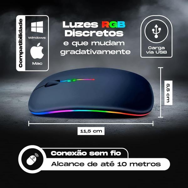 Imagem de Mouse Sem Fio Bluetooth Bateria Recarregável 10m 1600Dpi