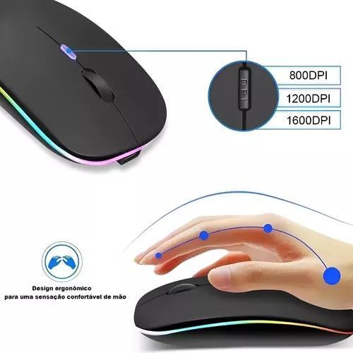 Imagem de Mouse Sem Fio Bluetooth E-1300 Pro 2.4ghz Led Rgb Original