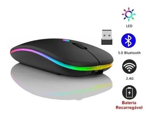 Imagem de Mouse Sem Fio Bluetooth Recarregável Led Rgb 2.4 Gh Wirelles