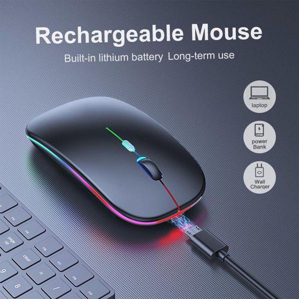 Imagem de Mouse sem fio Com Led Rgb 2.4 Ghz Para Computador Usb Pc Notebook Ergonômico Recarregável - Weibo