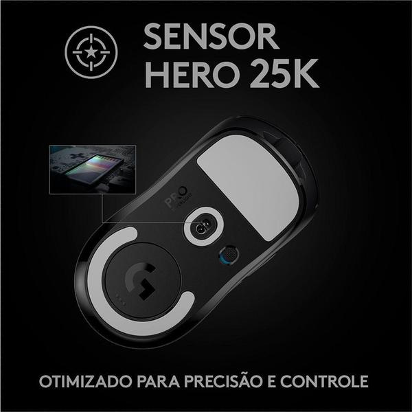 Imagem de Mouse Sem Fio Gamer Logitech G PRO X Superlight, Lightspeed, 25000 DPI, 5 Botões, Preto - 910-005879