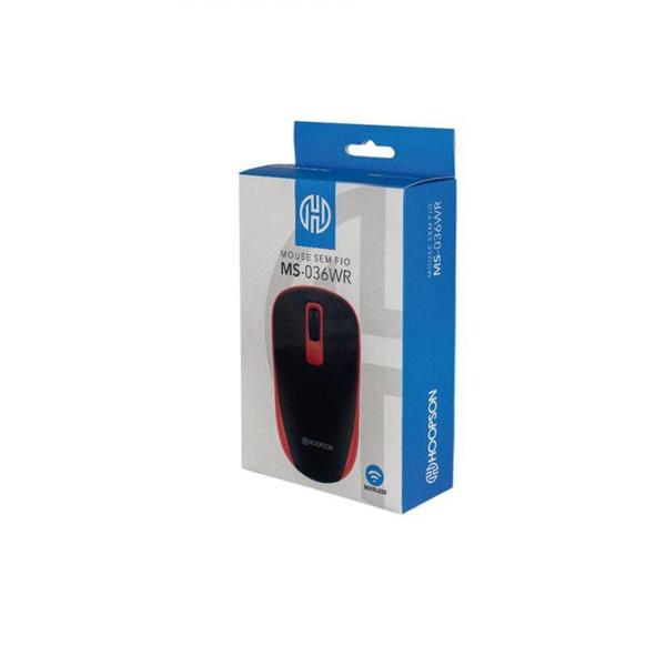 Imagem de Mouse Sem Fio Hoopson 1200 DPI Preto/Vermelho MS-036WR