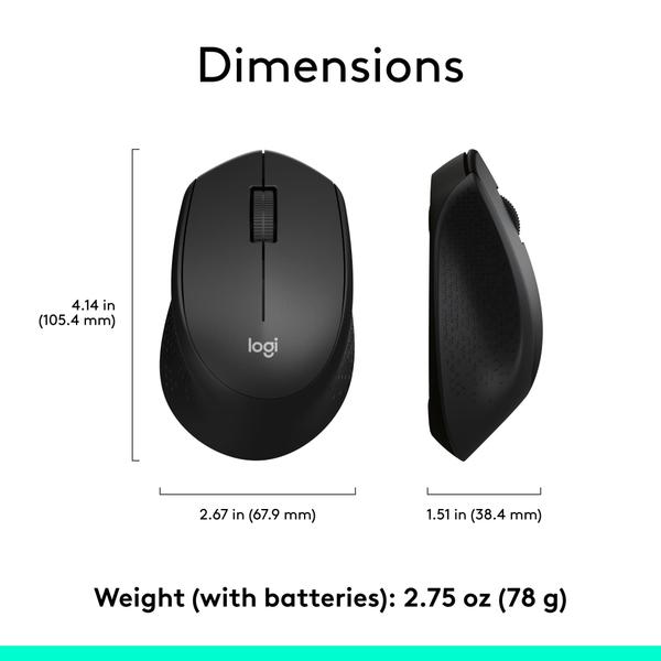 Imagem de Mouse sem fio Logitech M330 SILENT com receptor USB de 2,4 GHz preto