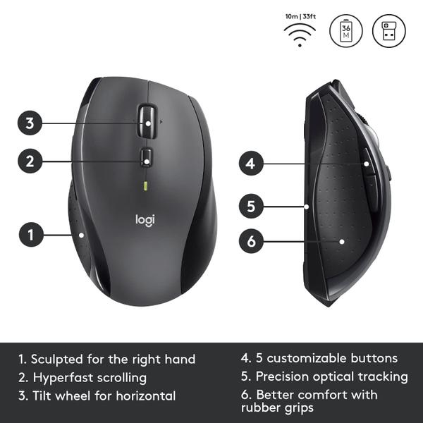 Imagem de Mouse sem fio Logitech M705 Marathon 1000 DPI com bateria de 3 anos