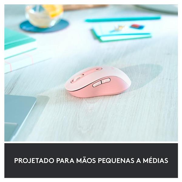 Imagem de Mouse Sem Fio Logitech Signature M650, 2000 DPI, Compacto, 5 Botões, Silencioso, Bluetooth, USB, Rose - 910-006251