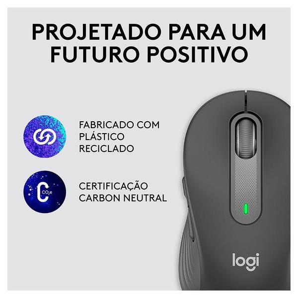 Imagem de Mouse Sem Fio Logitech Signature M650 L Esquerdo, 2000 DPI, para Canhotos, Bluetooth, USB, Grafite - 910-006234