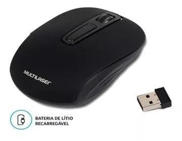 Imagem de Mouse sem fio multilaser USB recarregável 2.4 ghz litio - MO277