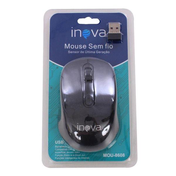 Imagem de Mouse Sem Fio Óptico Adaptador Nano USB 1000dpi Inova - FMSP