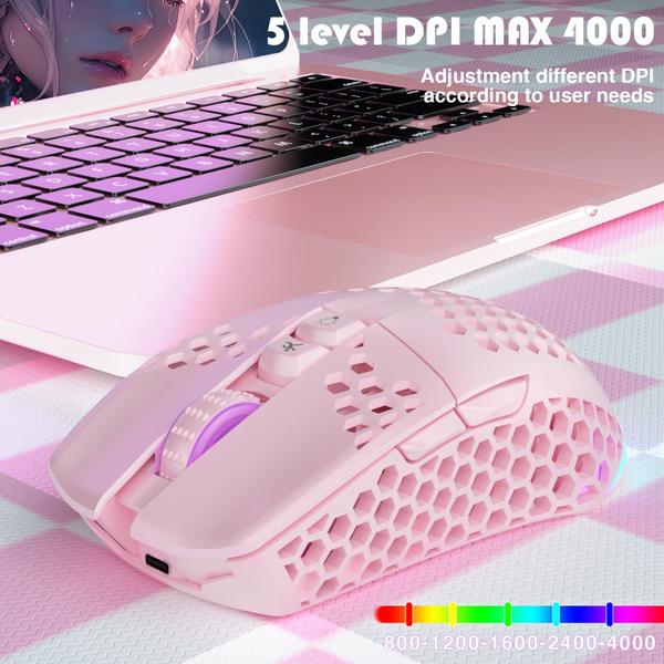 Imagem de Mouse sem fio para jogos SOLAKAKA SM600 PLUS Bluetooth 5.1 rosa