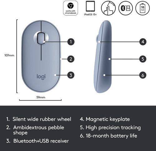 Imagem de Mouse Sem Fio - Pebble M350 Logitech - Slim, Usb, Bluetooth