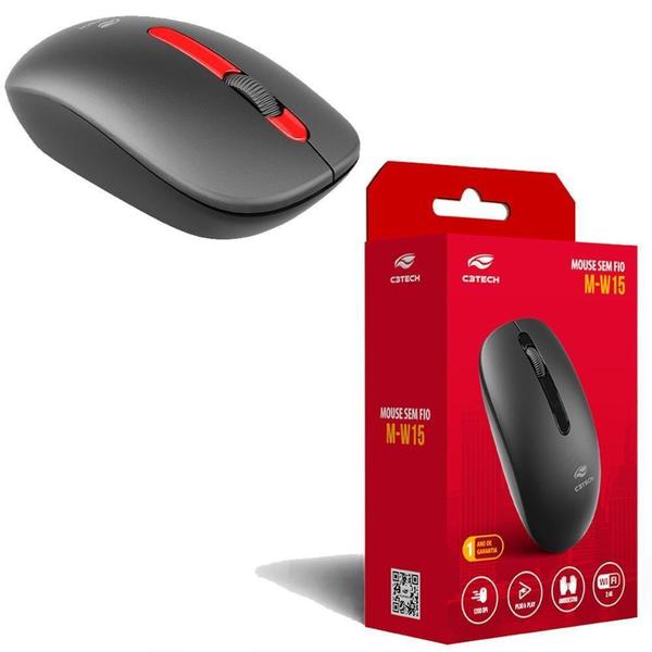 Imagem de Mouse Sem Fio, Plug And Play, 1.200 Dpi, M-W15Rbk, C3Tech - C3 -tech