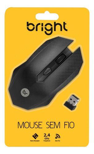 Imagem de Mouse Sem Fio Preto Ergonômico DPI Ajustável - Bright 0053