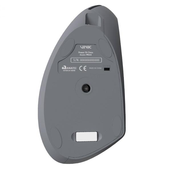 Imagem de Mouse Sem Fio Recarregavel 2.4 Ghz Vertical Ergonomico Ortopedico Power Fit 1600 Dpi Cinza Usb - Pm300