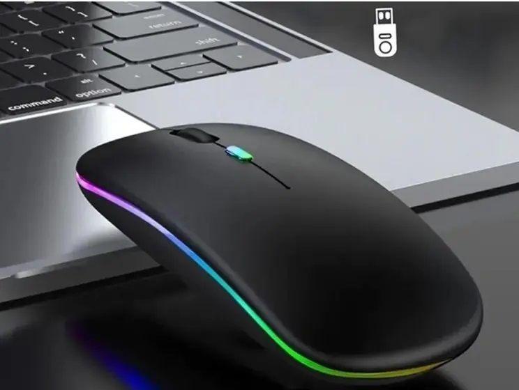 Imagem de Mouse Sem Fio Recarregável Bluetooth 2.4ghz Usb Pc Notebook