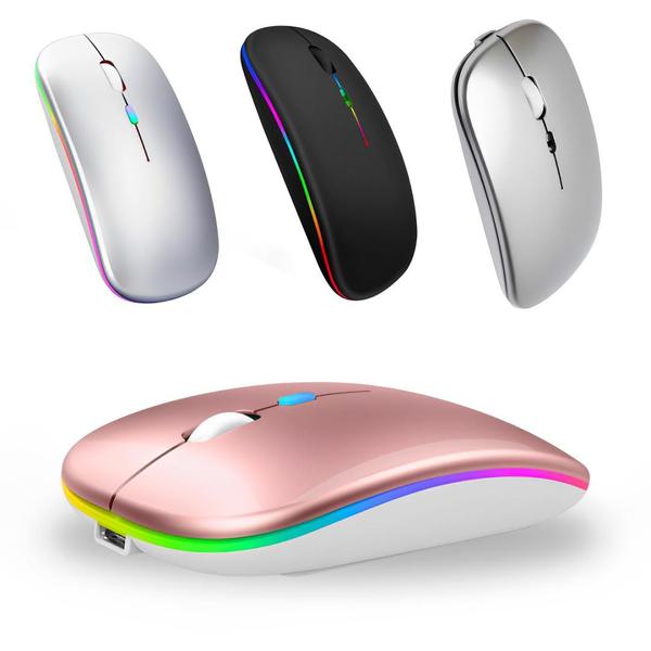 Imagem de Mouse Sem Fio Recarregável Wireles Optico Led Rgb Ergonômico