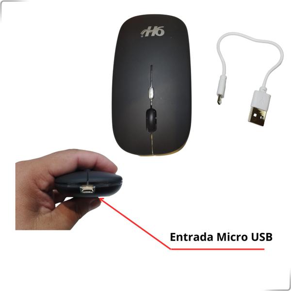 Imagem de Mouse Sem Fio Recarregavel Wireless Led Rgb Ergonomico.