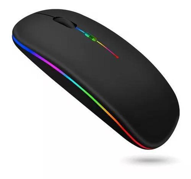 Imagem de Mouse Sem Fio Recarregável Wireless Led Rgb Ergonômico Novo - lehmox