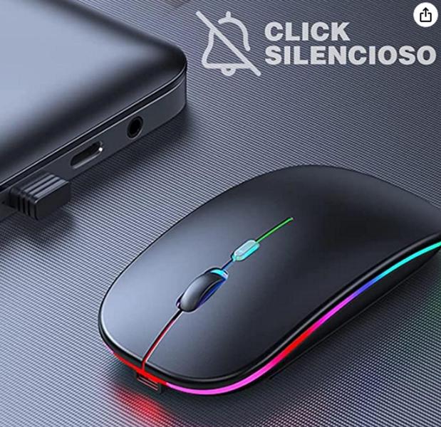 Imagem de Mouse Sem Fio Rgb Óptico 3200dpi Usb 2.4ghz Recarregável Computador Notebookk Pc Tv Smart