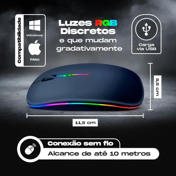 Imagem de Mouse Sem Fio RGB Recarregável - Preto 600/800/1200 DPI