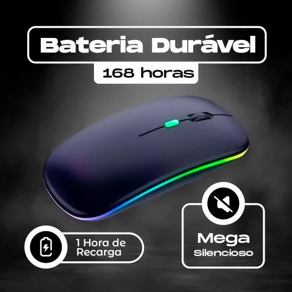 Imagem de Mouse Sem Fio RGB Recarregável - Preto 600/800/1200 DPI