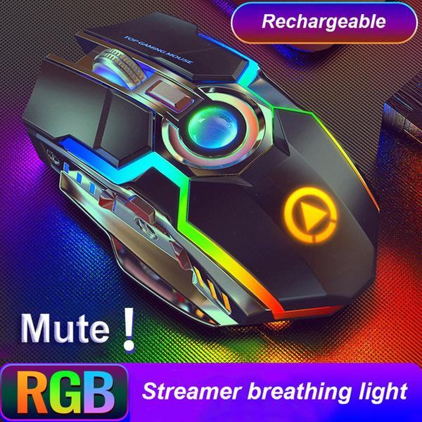 Imagem de Mouse sem fio silencioso RGB, mouse para jogos, laser óptico