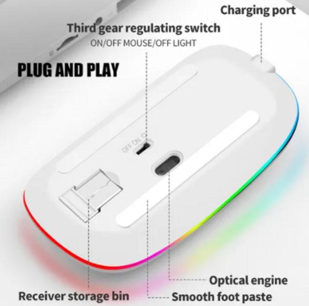 Imagem de Mouse Sem Fio Tablet Sm S6 Lite P615 Recarregável Luminoso Branco