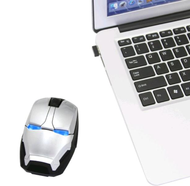 Imagem de Mouse Sem Fio Usb Homem De Ferro Gamer Led 2.4 Iron Man