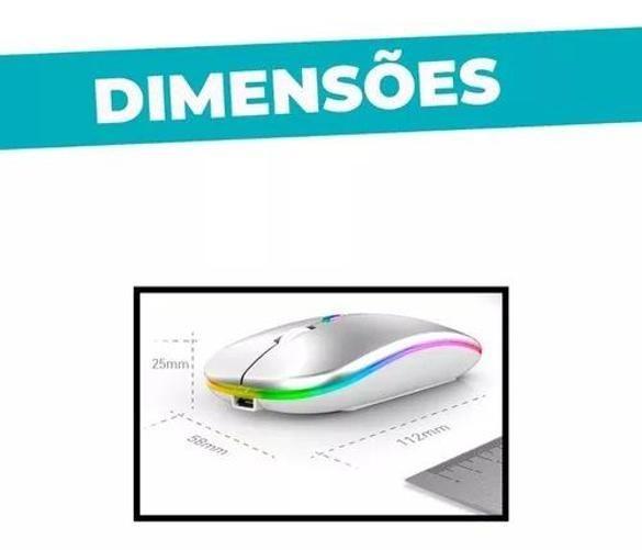 Mouse Sem Fio Usb Recarregável Bluetooth Rgb: Cores Uma - Dk Imagem de Mouse Sem Fio Usb Recarregável Bluetooth Rgb: Cores Uma