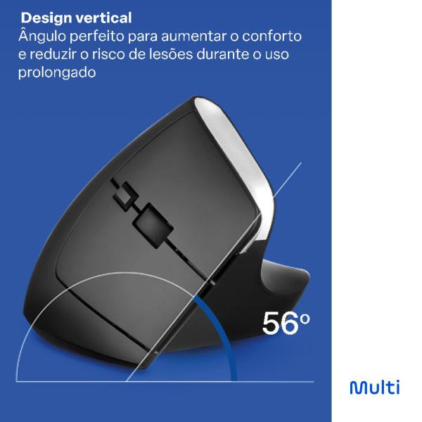 Imagem de Mouse Sem Fio Vertical USB Silencioso DPI Ajustável Conforto