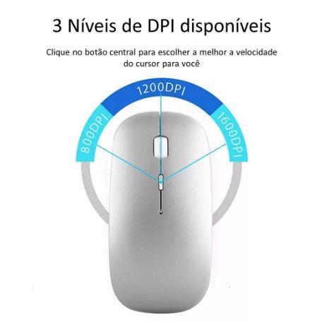 Imagem de Mouse Sem Fio Wireless Com Bateria Interna Recarregavel 2,4 Ghz Led RGB Home Office - Exbom