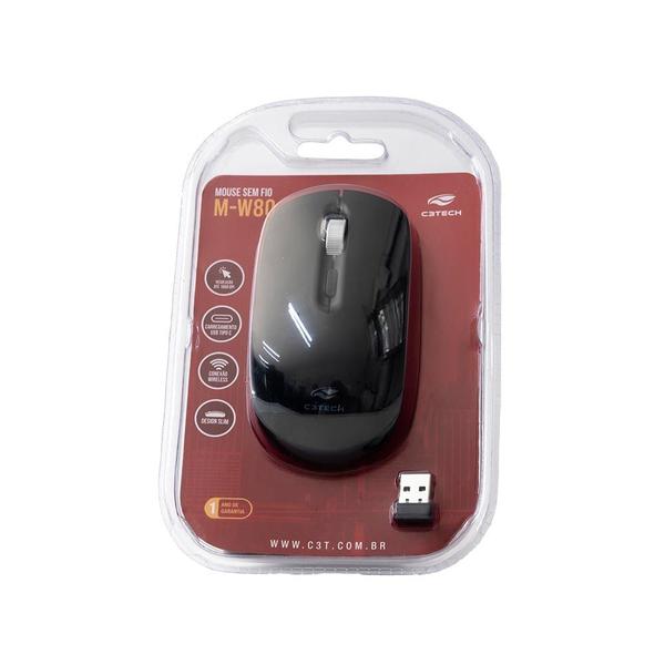 Imagem de Mouse sem Fio Wireless M-W80 Preto C3Tech