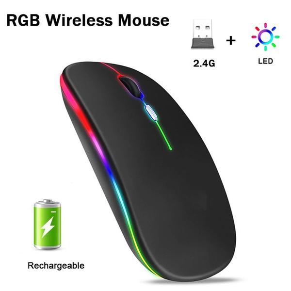 Imagem de Mouse Sem Fio Wireless Recarregável RGB Gamer 1600dpi Branco