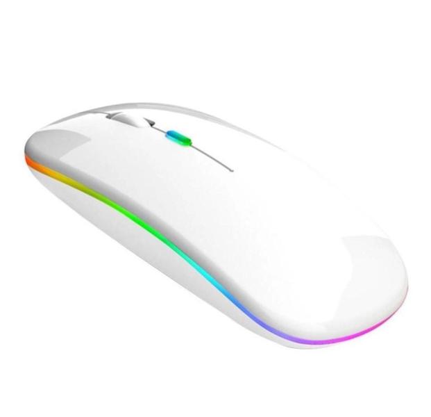 Imagem de Mouse Sem Fio Wireless Recarregável Silencioso Branco