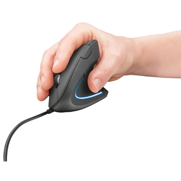 Imagem de Mouse Trust Vertical Ergonômico Verto, LED Azul, 6 Botões - 22885