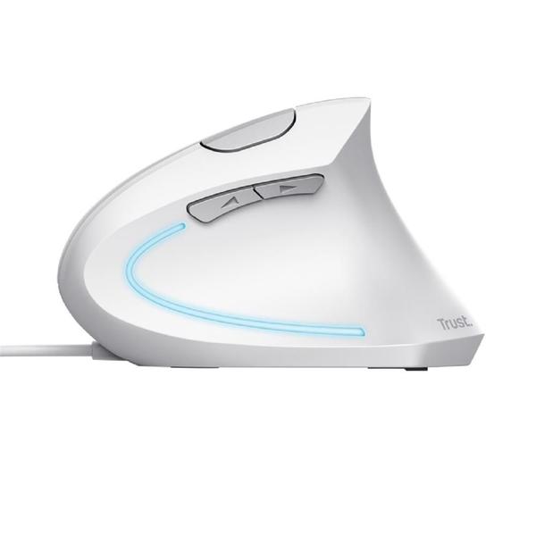 Imagem de Mouse Trust Verto, LED Azul, Ergonômico, 1600 DPI, 6 Botões, USB, Branco