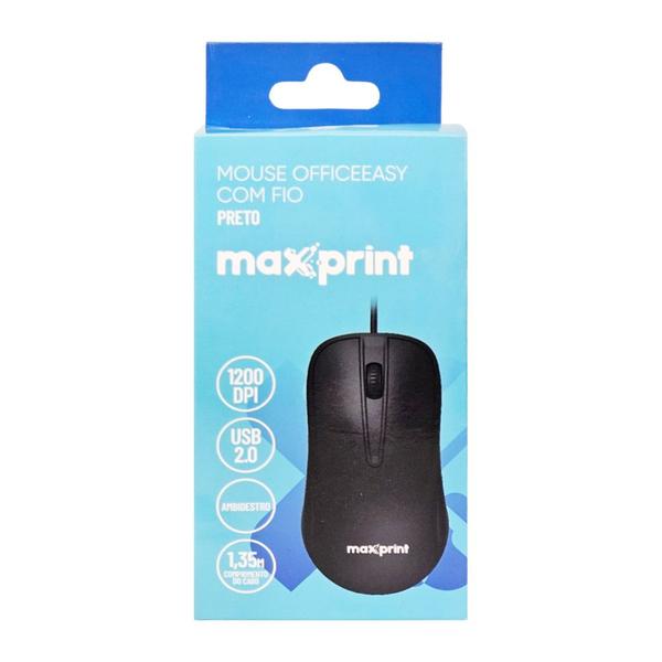 Imagem de Mouse Usb 1200dpi Officeeasy Preto 0154 Maxprint - Un