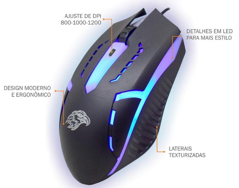 Imagem de Mouse USB Gamer Kmex MOA8 PRT