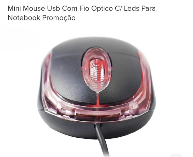 Imagem de Mouse USB Optico com Led Exbom - MS-9, para PC e Notebook 3 botões e barra de rolagem,  cor preto