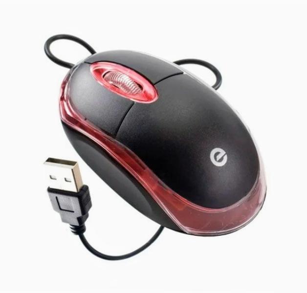 Imagem de Mouse USB Optico com Led Exbom - MS-9, para PC e Notebook 3 botões e barra de rolagem,  cor preto